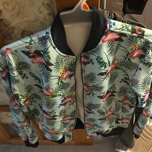 Zara Flamingo Bomber Jacket, used once for a photoshoot. Medium size.